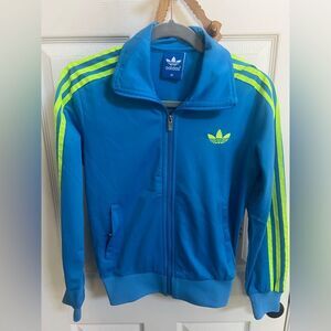 Adidas 2010 Firebird Track Jacket, zipper pocket, Back Logo, Turqoise, blokecore